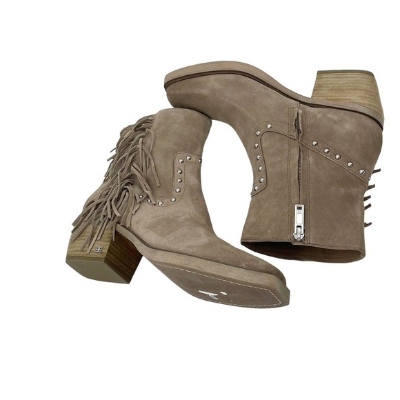 Sam Edelman Bernie Fringe Western Ankle Booties Tan Womens Size 7M NWOB - Picture 8 of 12